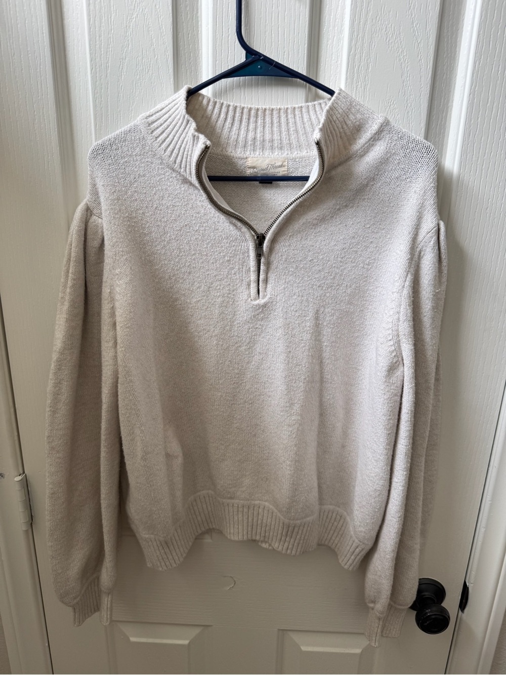 Half-Zip Sweater Pullover - Light Cream